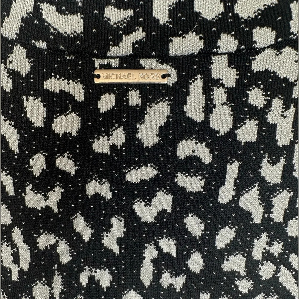 Michael Kors Metallic Cheetah-Print Dress - Black size S - Picture 9 of 12